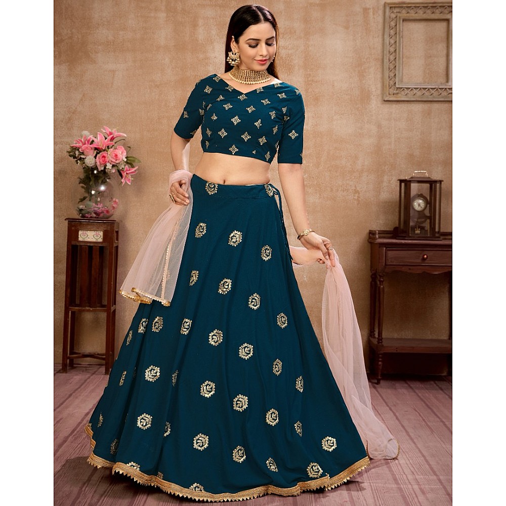 Blue georgette sequence embroidered work ceremonial lehenga choli