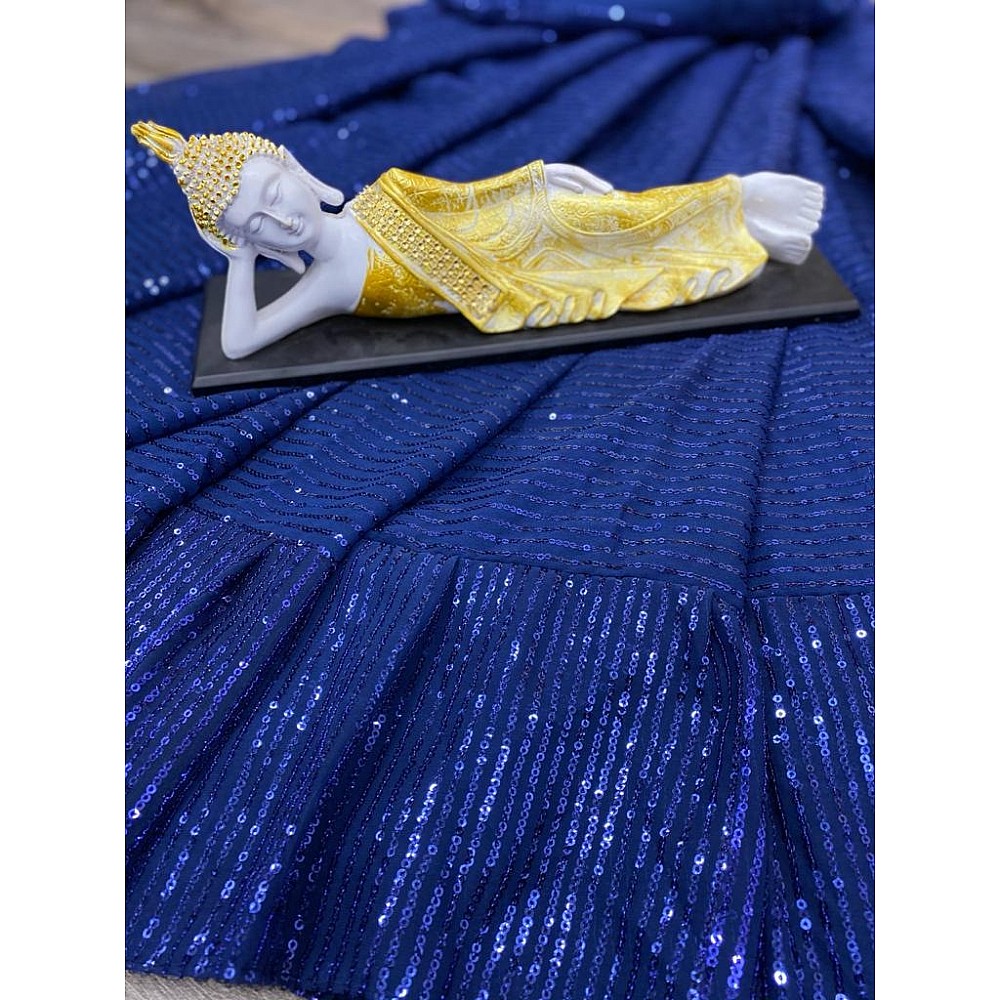 Blue georgette sequence work partywear saree