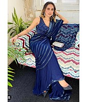 Blue georgette sequence worked saree
