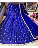 Blue heavy georgette with embroidered work party wear gown