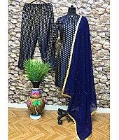 Blue heavy jacquard butti work salwar suit