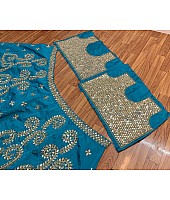 Blue taffeta silk cording embroidered work ceremonial lehenga choli