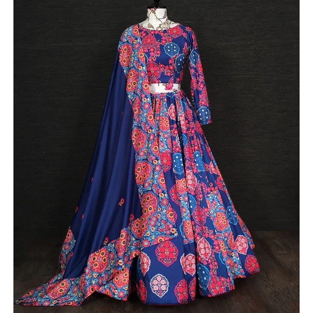 Blue vaishali silk digital printed traditional lehenga choli