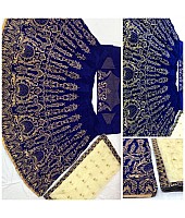 Blue velvet heavy embroidered wedding lehenga choli