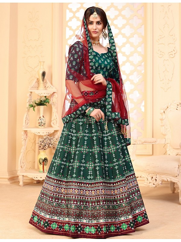 Dark Green Lehenga Indian Designer Emerald Green Wedding Party Wear Lehenga  Choli Dupatta Plus Size Lengha Green Lehenga Choli Usa - Etsy