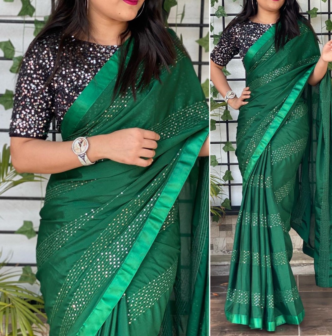 Siam Green Silver Woven Banarasi Silk Saree – MySilkLove