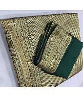 Dark green kanchipuran kota silk jacquad work wedding saree