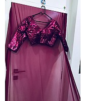 Dark pink georgette sequence work partywear saree