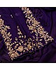 Dark purple georgette cording sequence work ceremonial wear saree