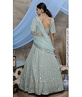 Dusty green georgette embroidered party wear lehenga choli
