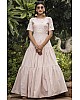 Dusty pink cotton embroidered party wear anarkali gown 