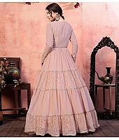 Dusty rose georgette golden sequence work party wear gown