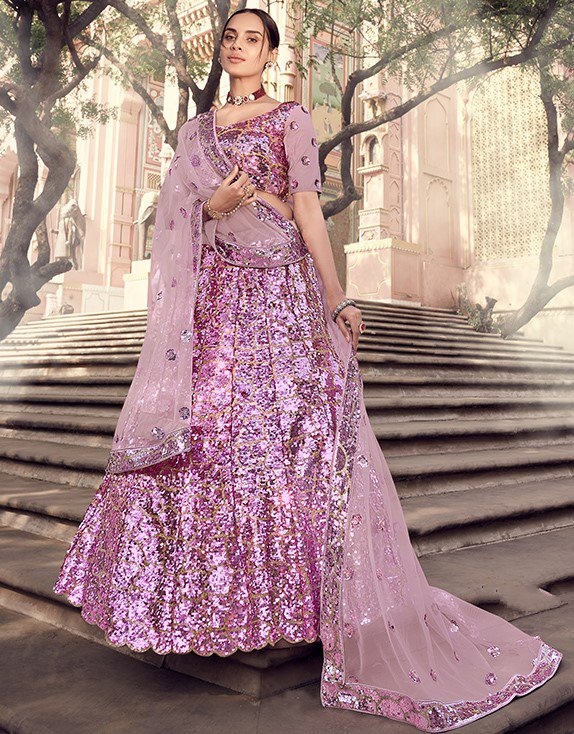 Embroidered Lehenga In Lavender Color | islamiyyat.com