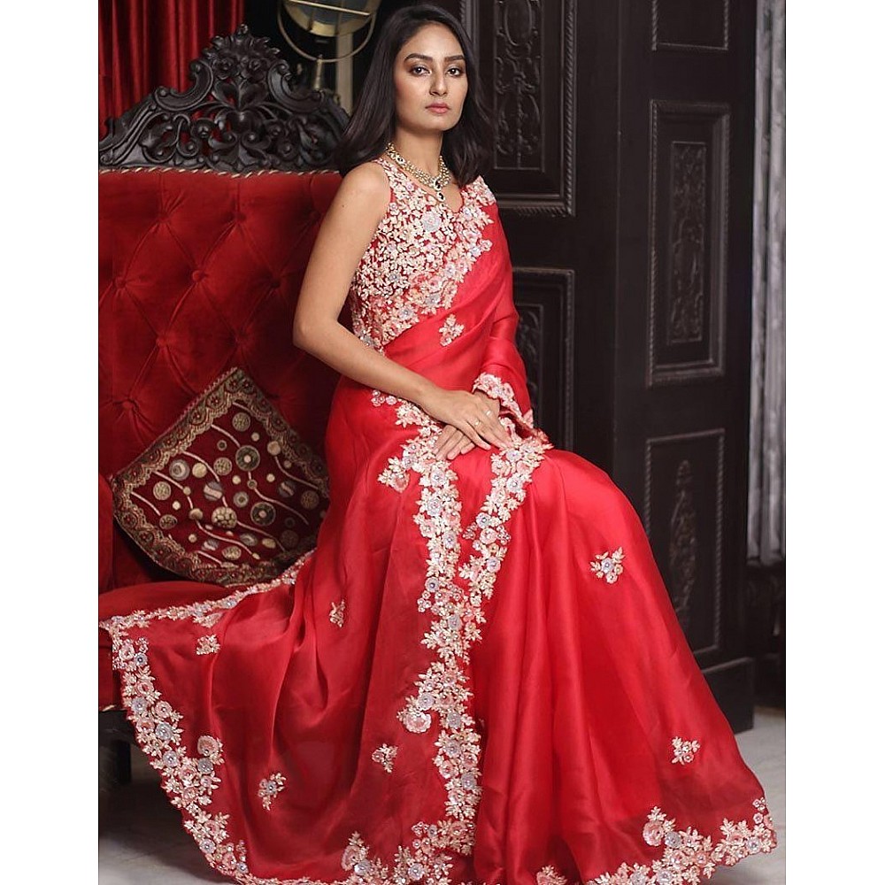 Georgette beautiful embroidered saree