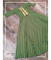 Green heavy maslin digital printed gown