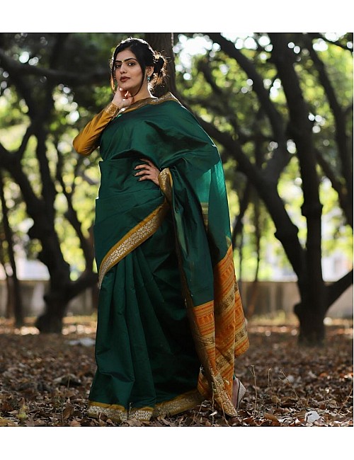 Green likchi silk jacquard work saree