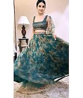 Green organza embroidered with sequence work lehenga choli