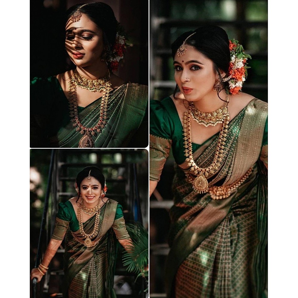Gold Kanchipuram silk saree in... - Kanchipuram Silk Sarees | Facebook