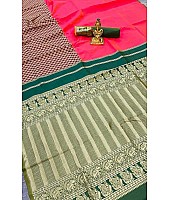 Green soft lichi silk jacquard weaving work ceremonial wear saree