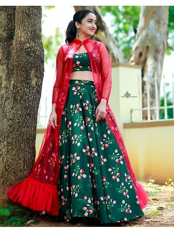 Buy online Embroidered Lehenga Style Suit With Shrug from Suits & Dress  material for Women by Just Ethnic for ₹9989 at 48% off | 2023 Limeroad.com