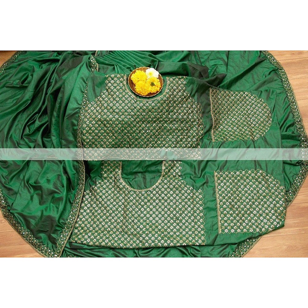 Green two tone silk partywear saree