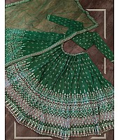 Green vaishali silk digital printed ceremonial lehenga choli