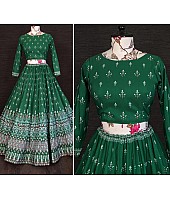 Green vaishali silk digital printed ceremonial lehenga choli