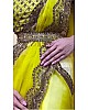 Greenish yellow organza sequence embroidered  work saree