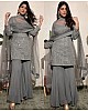 Grey faux georgette sequence work plazzo salwar suit