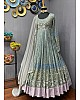 Grey georgette heavy embroidered long anarkali suit