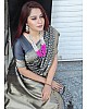 Grey pure lichi silk banarasi jacquard weaving work wedding saree