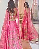 Magento pink mulberry silk paper mirror work wedding lehenga choli