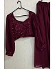 Maroon georgette sequence and threadwork plazzo suit