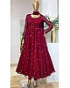 Maroon heavy georgette fully embroidered work  occasional wear gown