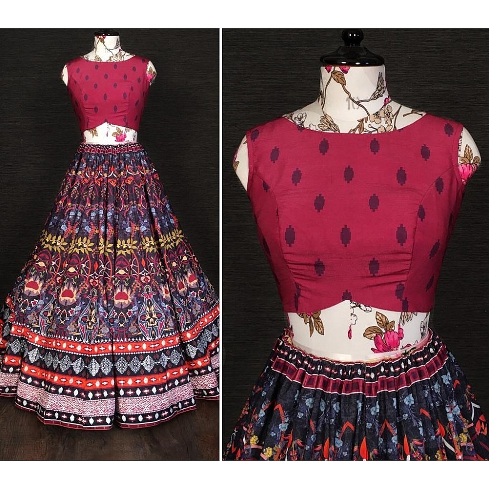 Multi colour vaishali silk printed embellish sequins work lehenga choli