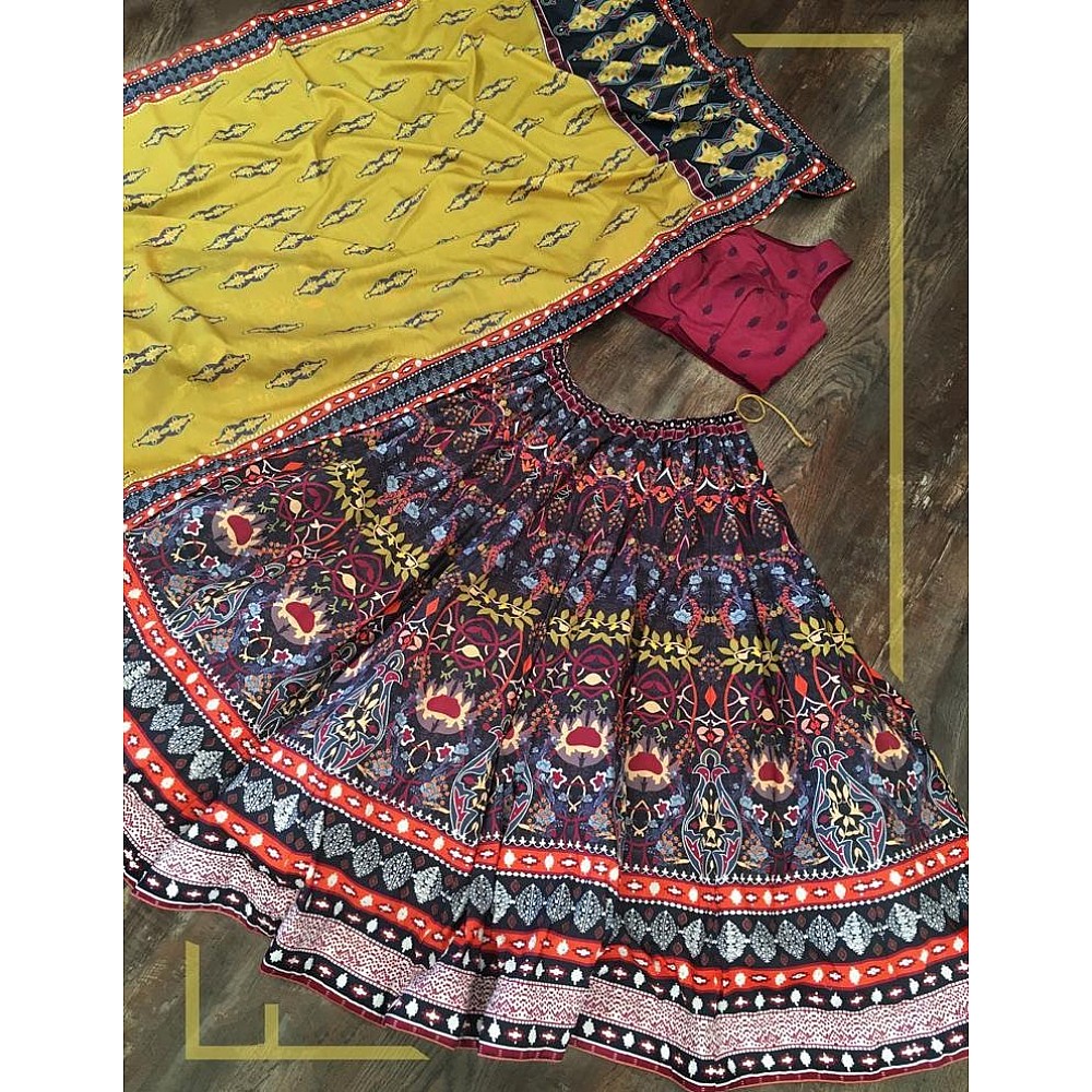 Multi colour vaishali silk printed embellish sequins work lehenga choli