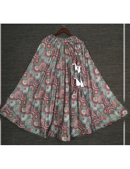 Multi-coloured rayon printed skirt