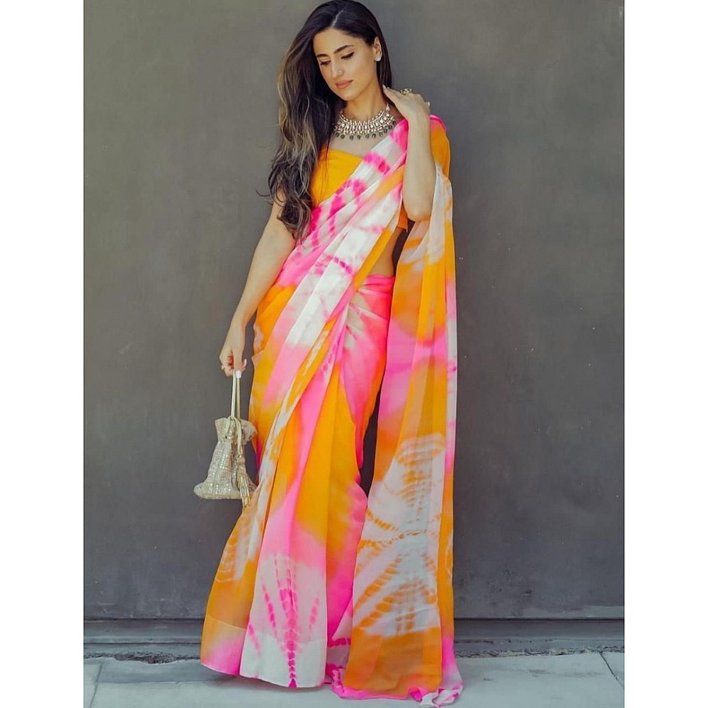 Multicolor georgette printed casual saree