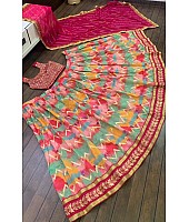 Multicolored tapetta silk digital printed lehenga choli