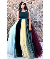 Multicolour butterfly soft net eight colour party wear gown