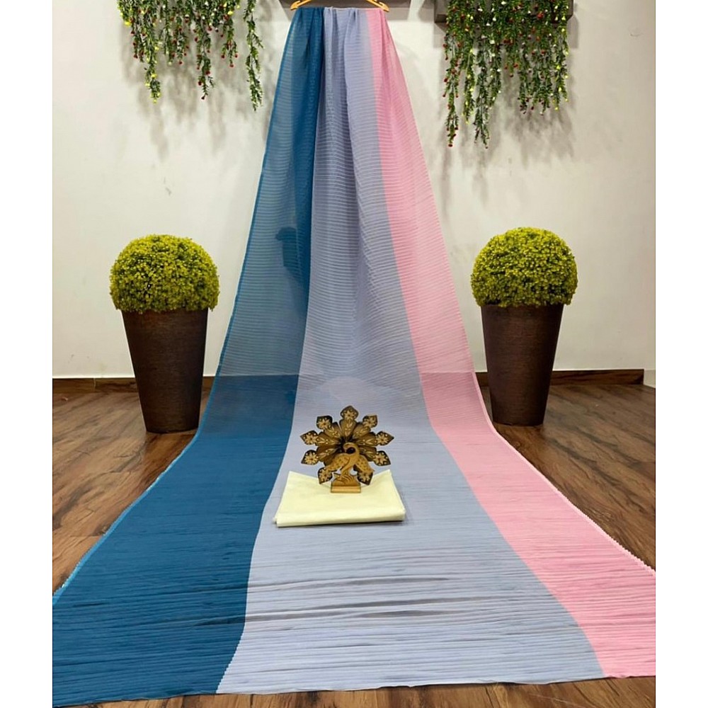 Multicolour georgette digital printed work saree