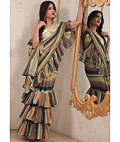 Multicolour georgette heavy digital printed work saree