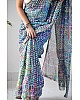Multicolour original linen digital printed banglori saree