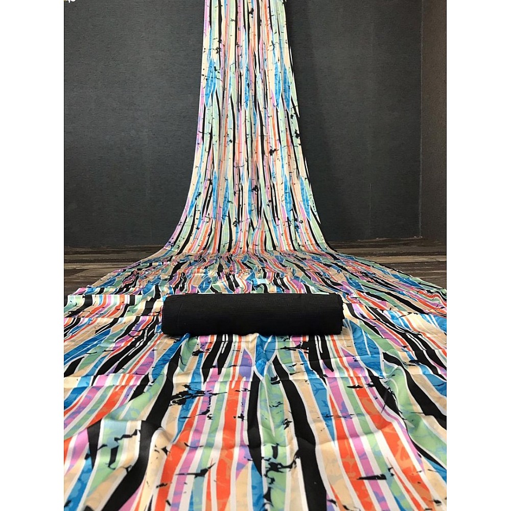 Multicolour pure japan satin printed saree