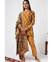 Mustard yellow italian silk digital printed salwar suit