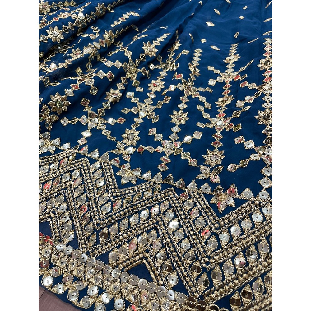 Navy blue georgette heavy embroidered wedding lehenga choli