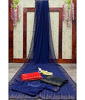Navy blue georgette with digital printed saree