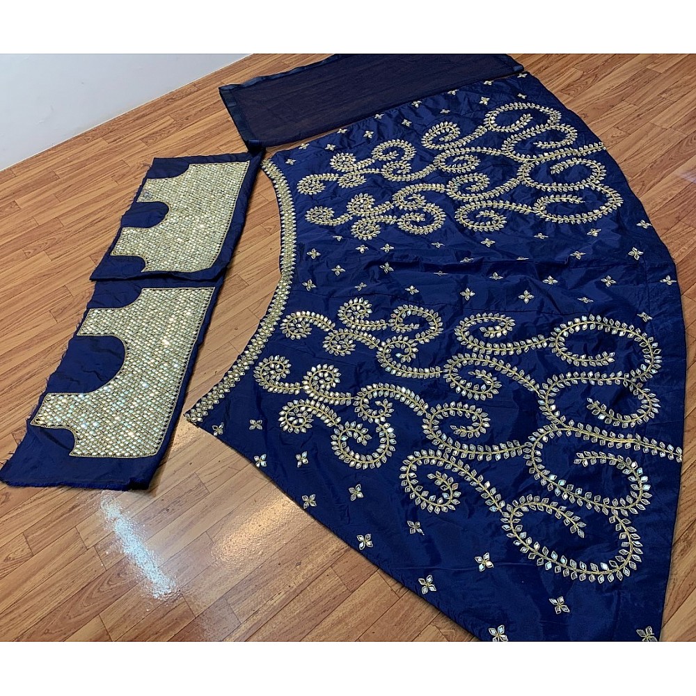 Navy blue taffeta silk cording embroidered work ceremonial lehenga choli