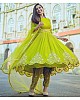 Neon georgette embroidered anarkali suit