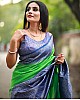 Neon green soft lichi silk jacquard weaving work saree